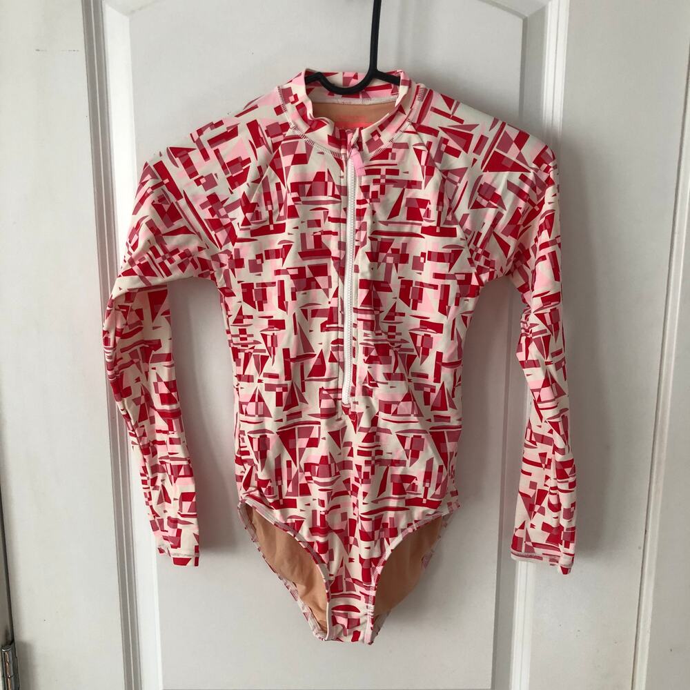 J. Crew Crewcuts Rashgaurd One Piece Girls Swim Suit size 12 *Pilling